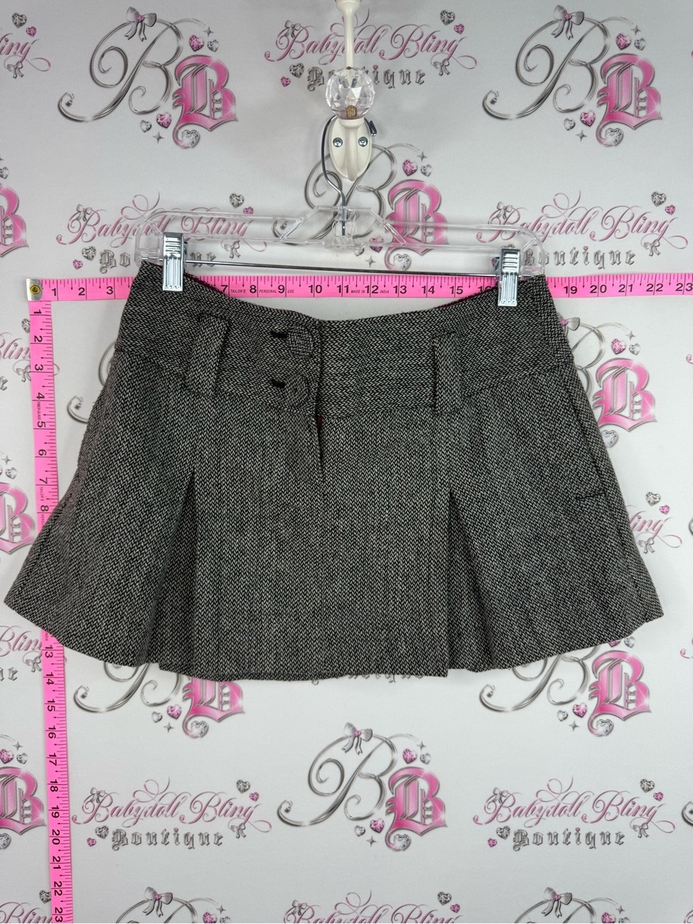 American Eagle Outfitters Black and Gray Tweed Pleated Mini Skirt